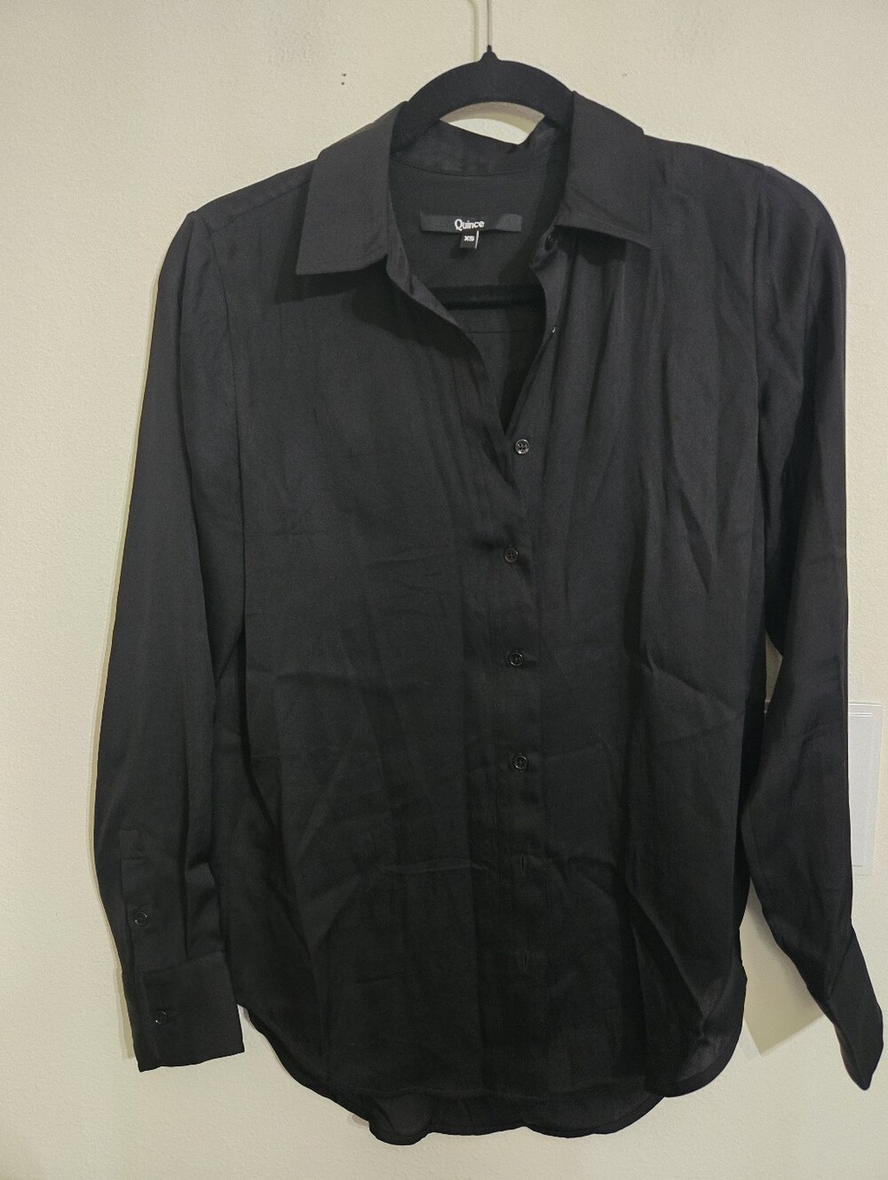 Quince Black Long-Sleeve Silk Women's Dress Shirt